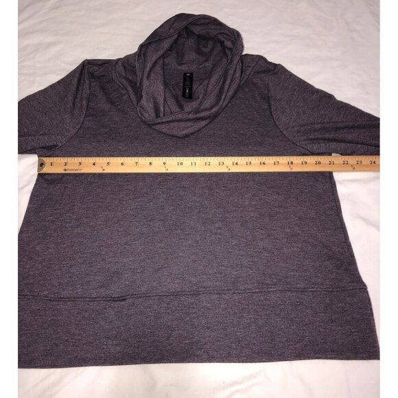 Yogalicious Womens Purple Cowl Neck Pullover Sweater Size L Relaxed Sweatshirt - Picture 5 of 7
